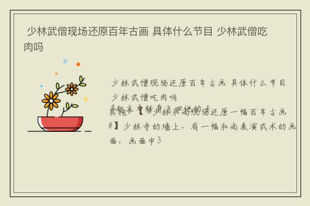  少林武僧现场还原百年古画 具体什么节目 少林武僧吃肉吗