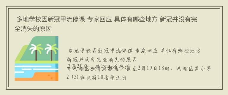  多地学校因新冠甲流停课 专家回应 具体有哪些地方 新冠并没有完全消失的原因