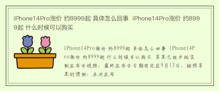 iPhone14Pro涨价 约8999起 具体怎么回事  iPhone14Pro涨价 约8999起 什么时候可以购买