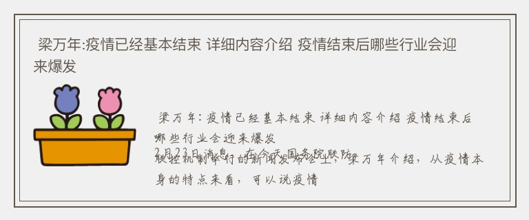  梁万年:疫情已经基本结束 详细内容介绍 疫情结束后哪些行业会迎来爆发