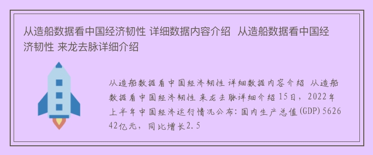 从造船数据看中国经济韧性 详细数据内容介绍  从造船数据看中国经济韧性 来龙去脉详细介绍