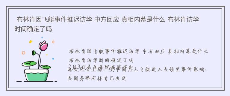  布林肯因飞艇事件推迟访华 中方回应 真相内幕是什么 布林肯访华时间确定了吗