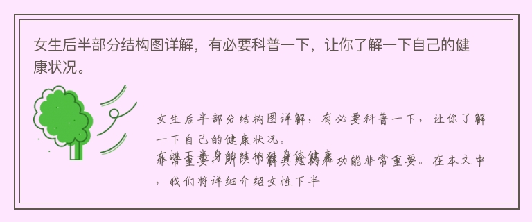 女生后半部分结构图详解，有必要科普一下，让你了解一下自己的健康状况。