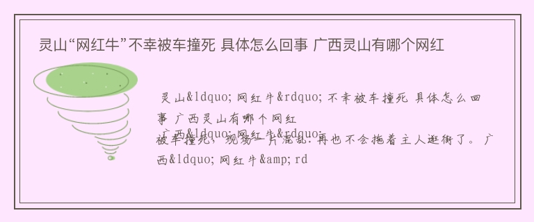  灵山“网红牛”不幸被车撞死 具体怎么回事 广西灵山有哪个网红