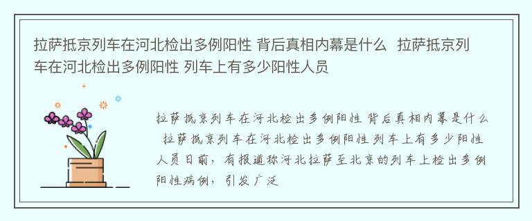 拉萨抵京列车在河北检出多例阳性 背后真相内幕是什么  拉萨抵京列车在河北检出多例阳性 列车上有多少阳性人员