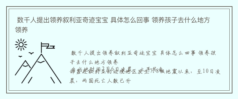  数千人提出领养叙利亚奇迹宝宝 具体怎么回事 领养孩子去什么地方领养